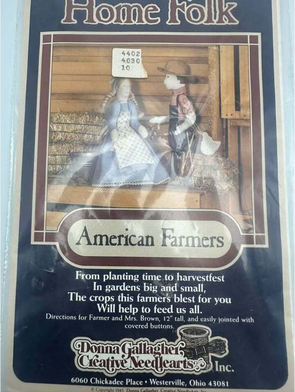 Vintage pattern Creative NeedleArts Home Folk American Farmers Doll Pattern